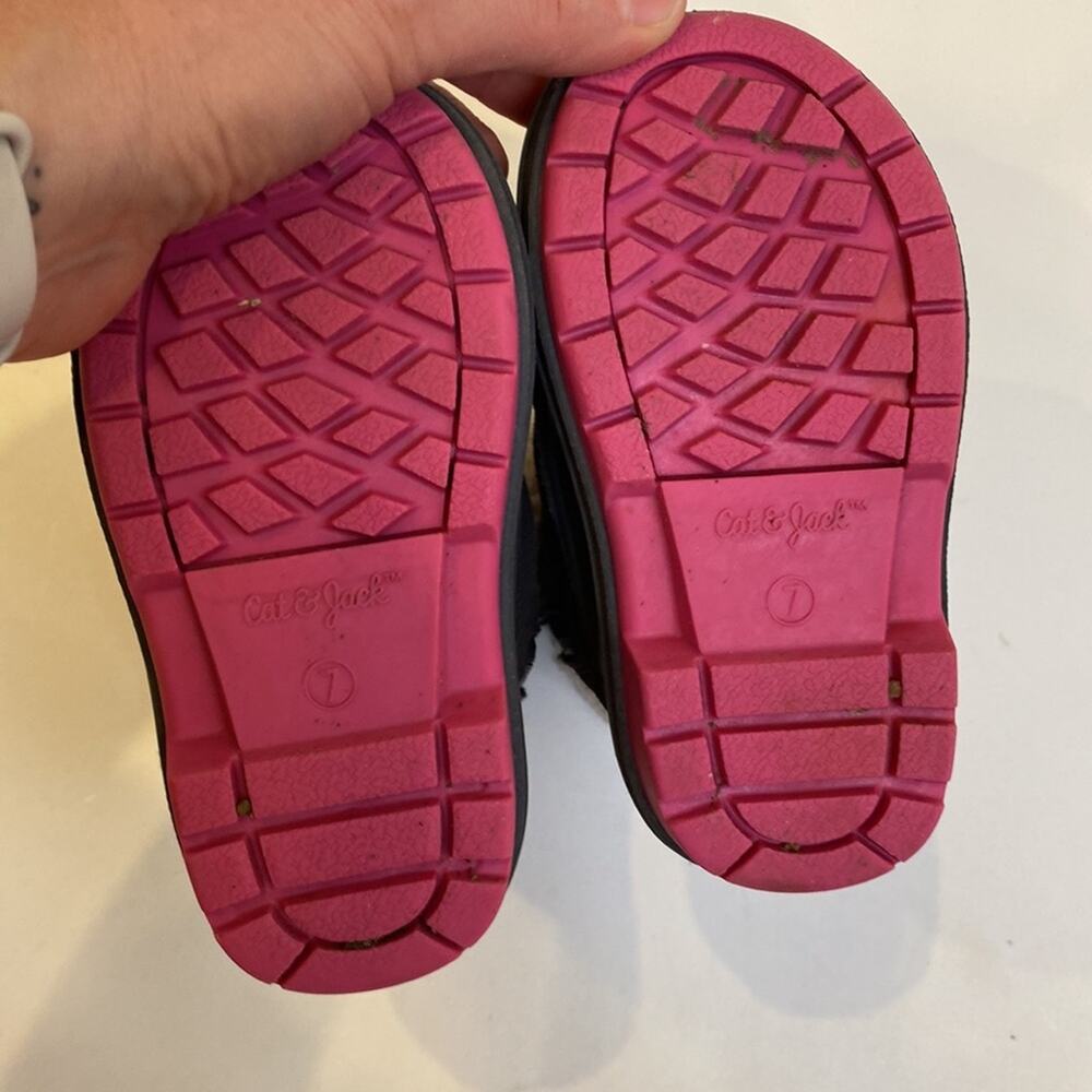 Cat & Jack Winter Waterproof Boots Zipper Dark Gray & Pink Sz 7 Toddler Girls - Picture 9 of 10